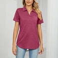 thumbnail image 5 of Women's Short Sleeve Polo Shirts Summer Collared Top Casual V Neck Loose Fit T Shirt, 5 of 7