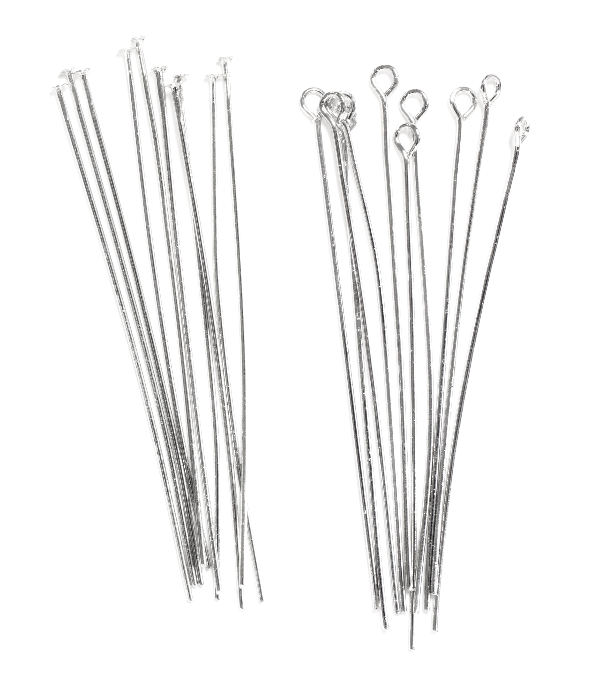 Cousin DIY Bulk 2 inch Head & Eye Pin Assortment, Silver Finish