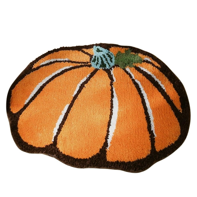 Tapis d'Entrée Intérieur Citrouille d'Halloween pour Porte d'Entrée, Décorations, Tapis Doux Style Ferme