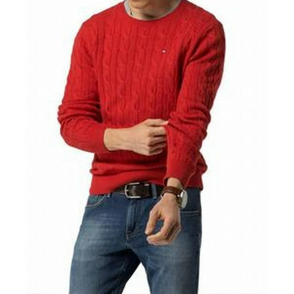 Tommy Hilfiger Tommy Hilfiger NEW Red Mens Size Medium M Cable Knit