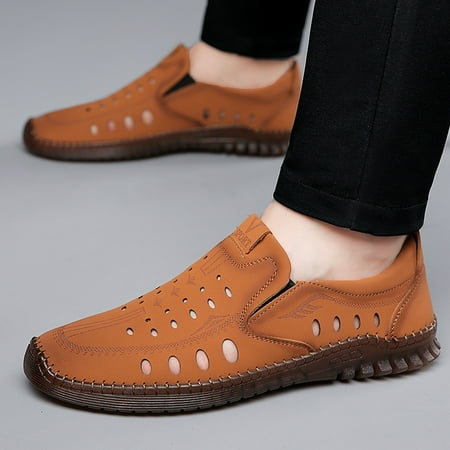 

ZTTD Men Casual Shoes Fashionable All Season Cowhide Breathable Comfortable and Non Slip Soft Sole Outdoor Shoes