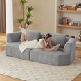 thumbnail image 3 of MAYEERTY Oversized 3 Seater Compressible Chenille Sectional Sofa, Modern & Space-Saving for Living Room, 98*43*32"Grey, 3 of 10