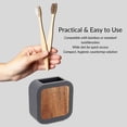 thumbnail image 5 of Modern Toothbrush Holder Gray Rubber and Acacia, 5 of 8