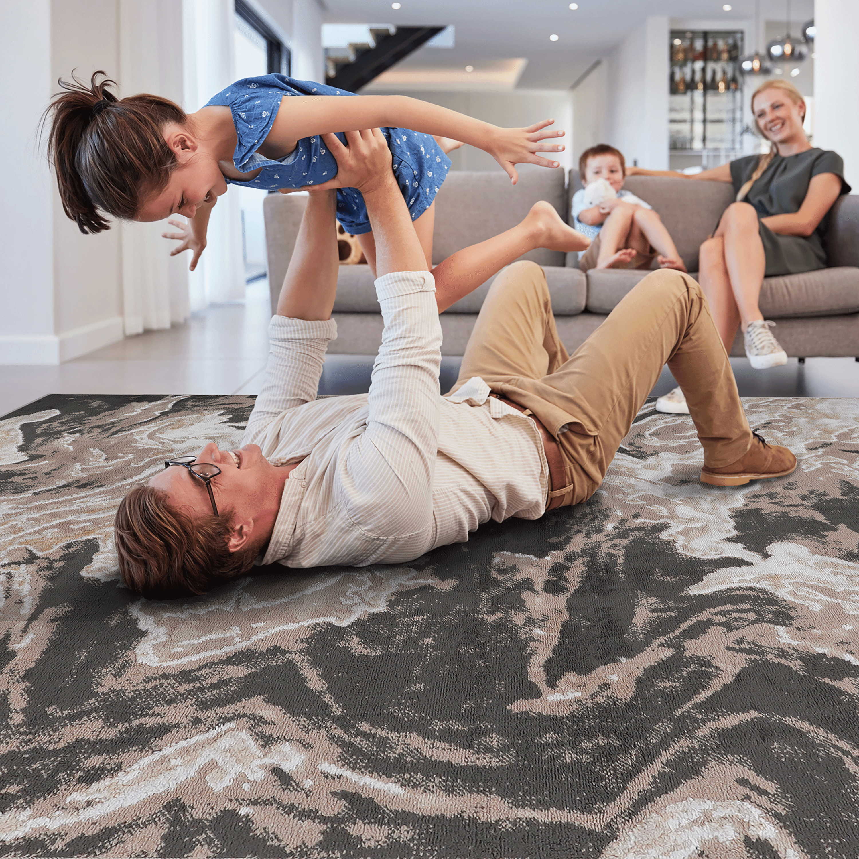 2' x 3' Light Brown Abstract Area Rug Non-Shedding Stain Resistant Medium Pile Carpet for Living Room Bedroom Dining Room Home Office Entryway
