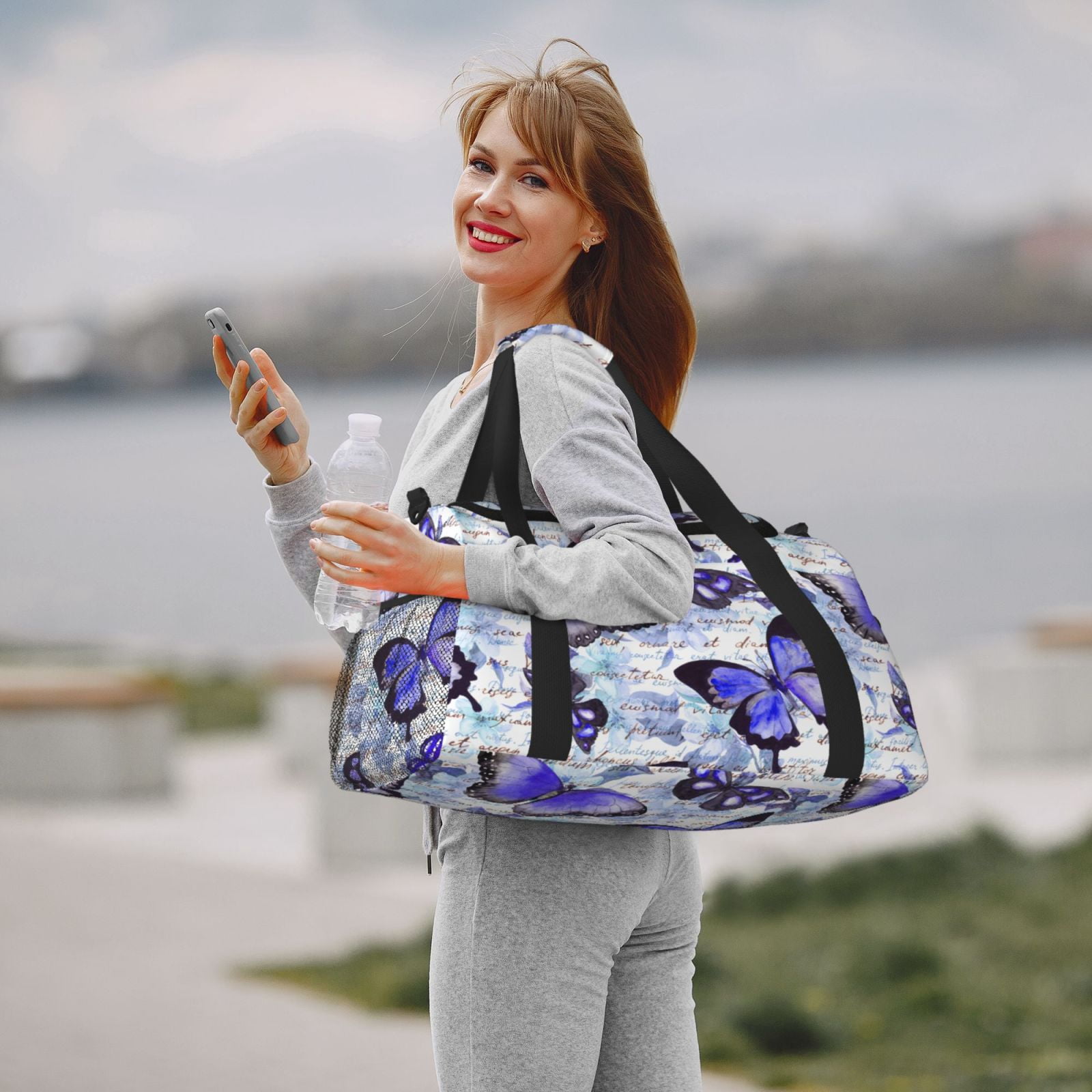 Fuzoiu Butterflies Print Travel Duffle Bag,Carry On Tote Bags,Duffel Bag,Sport Gym Bag, Hospital Bag for Labor and Delivery, Overnight Bag,Luggage Bag