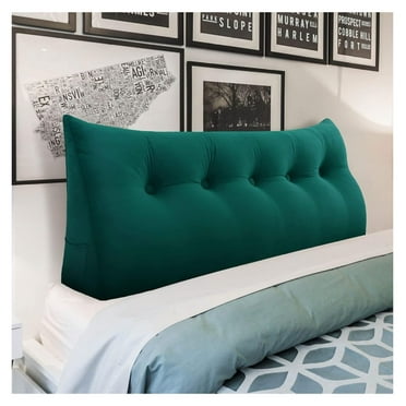 Ergonomics Headboard Pillow for California King Size Bed, Multifunctional Upholstered Headboard Pillows, Triangular Long Wedge Pillow for Wall No Need to Assembly Velvet Cyan