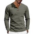 thumbnail image 3 of Men's Stand Collar Casual Top T-Shirt Long Sleeve Button Down Breathable Solid Color Relaxed Fit Men's T-Shirts Casual Button Up Outfit Work Travel Streetwear Fashion Essential, 3 of 6