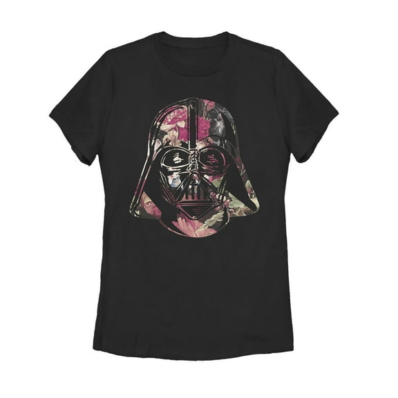 Women's Star Wars Floral Print Vader  Graphic Tee Black Small