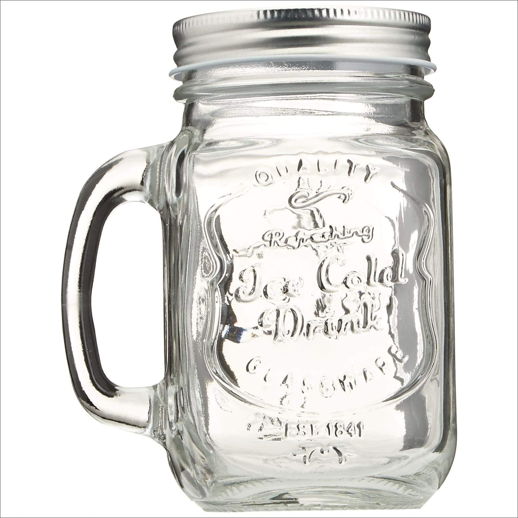 Exclusive Edition Estilo Mason Jar Mugs with Handles Old Fashioned Drinking Glass Set 6 16 oz Each 