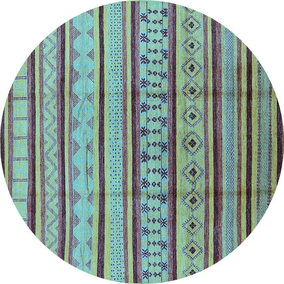 Ahgly Company Indoor Round Solid Light Blue Modern Area Rugs, 7' Round
