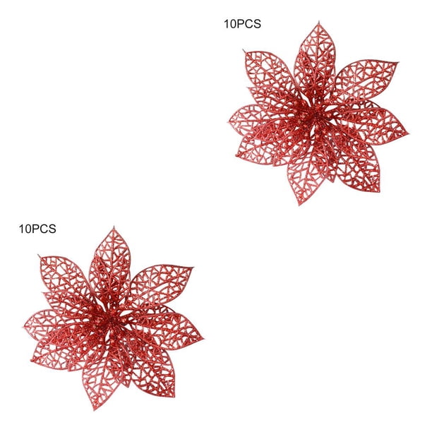 Bearachild 10pcs Árbol de Navidad Flor colgante Decoración de Navidad Flor artificial hueca Adorno de vacaciones rojo 2piezas Bearachild CBP144832