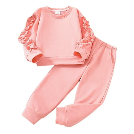 

Toddler Girls Outfits Casual Outfits Autumn And Winter Uniquely Designed Sleeves Long Sleeved Pullover Top Trousers Suit Fall Girls Clothings 120