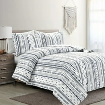 Lush Decor Hygge Stripe Reversible Quilt, King, Navy/White, 3-Pc Set