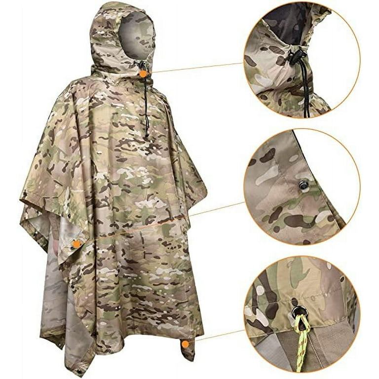 VILEAD Military Camo Raincoat Poncho Type Multifunctional