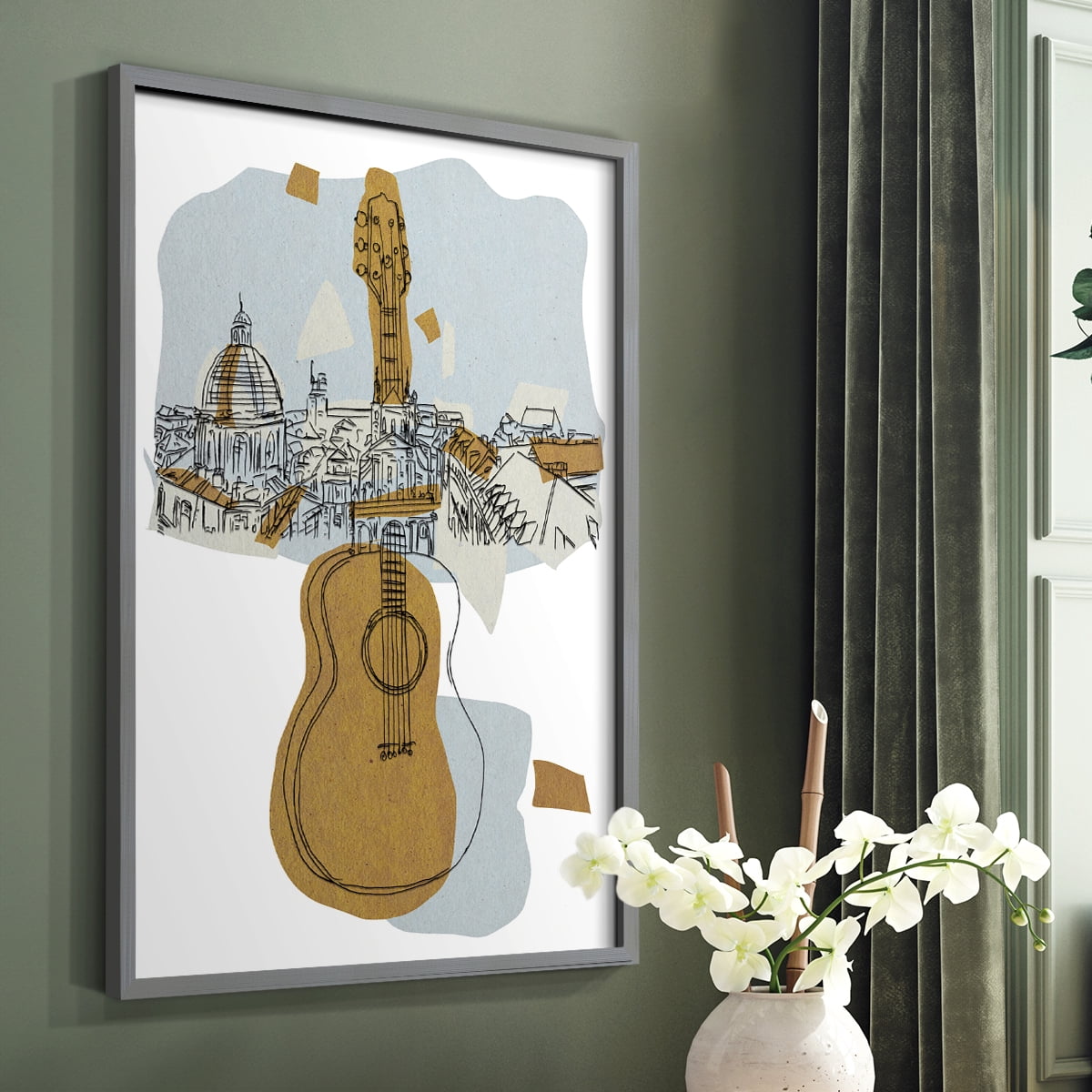 Rehearsal III Framed Print in Gray Solid Wood Framed Print No Nail Hanging