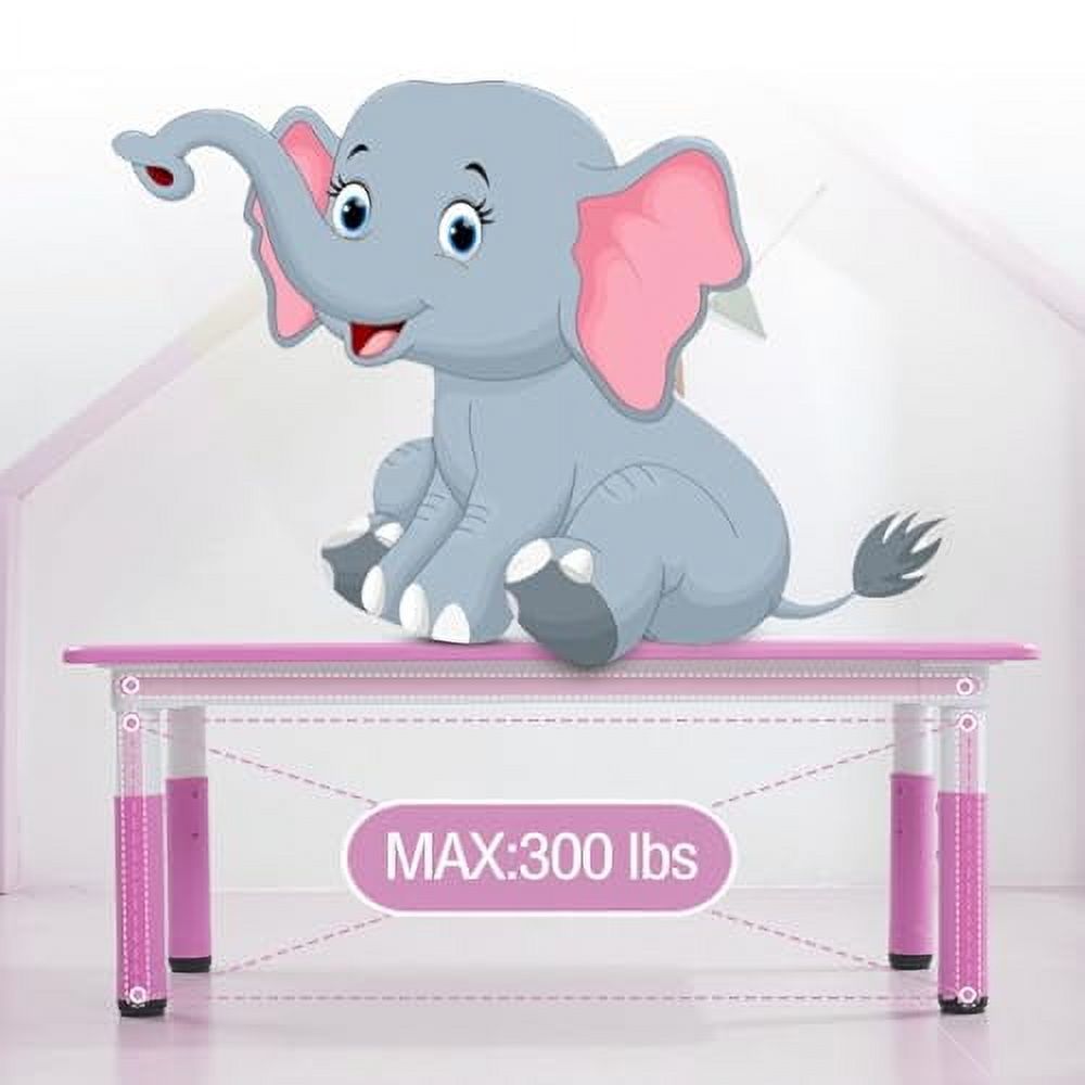 Ataucjin 7 PCS Kids Table and Chairs Set, Toddler Height Adjustable Desk with Graffiti Desktop, Arts & Crafts Table with 6 Seats, Non-Slip Legs, Max 300lbs, Suitable for Kids Table and Chairs Ages 2-1