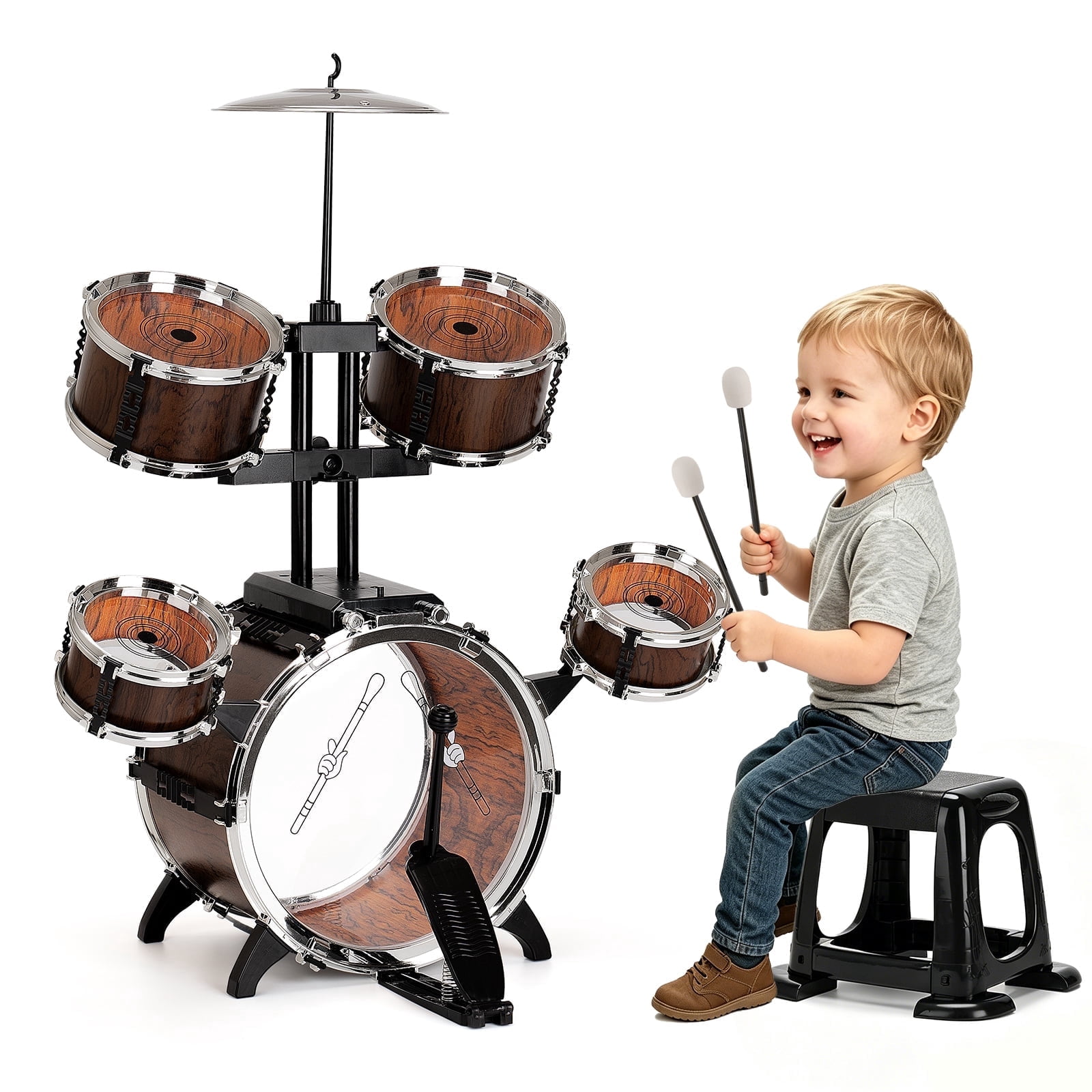 PlyEeight Kids Drum Set for Toddlers 1-3, Musical Instruments Drum Set Toy Christmas Birthday Gifts for Boys & Girls Age 4-8