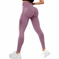 thumbnail image 6 of 2 Pcs High Waisted Mesh Yoga Pants for Women, Breathable Seamless Workout Leggings, Tummy Control Running Gym Tights with 4-Way Stretch for Gym, Yoga and Casual Wear-Pink, 6 of 9