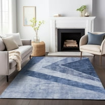 Addison Rugs Mayfield Washable Transitional Geometric Blue Rectangle Rug, 9' x 12'