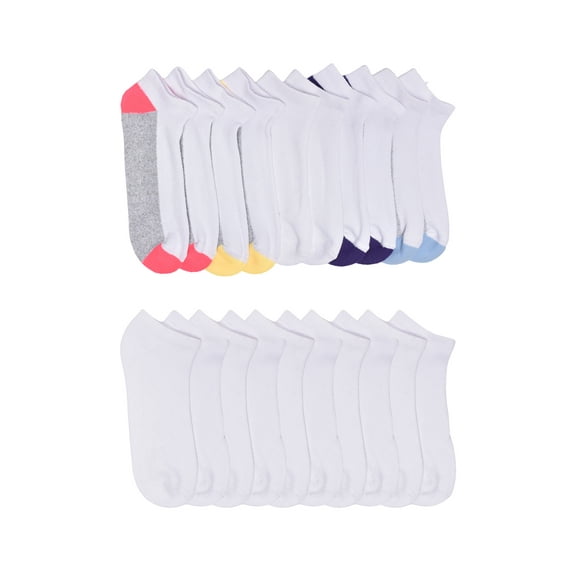 Wonder Nation Girls Cushioned No Show Socks, 10-Pack, Sizes S (6-10.5) - L (4-10)