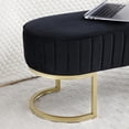 thumbnail image 5 of Miniyam Bench Bedroom Bench,Velvet Oval Upholstered End of Bed Bench with Golden Metal Legs,Black, 5 of 6