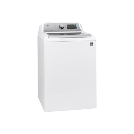 GE - 5 Cu. Ft. High-Efficiency Top Load Washer - White On White With Silver Backsplash
