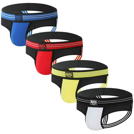 Mens Jockstrap Athletic Supporters 4 Pack Mesh Breathable