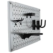 Wall Control Pegboard Wall Organizer Tiles - Wall Control Modular Galvanized Steel Pegboard Tiling Set - Four 12-In Tall x 16-In Wide Peg Board Panel Wall Storage Tiles - Easy to Install (Metallic)
