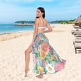 thumbnail image 6 of FORMRS Womens Long Sarong Beach Wrap Semi-Sheer Bikini Skirt Bathing Swimsuit Cover Up, Floral Pattern, 6 of 7