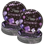 Highcool 100 Piece Retirement Paper Plate Set and Happy Retirement Party Decorations, 7 Inch Dessert Cake Plates Tableware for Men and Women Farewell Parties