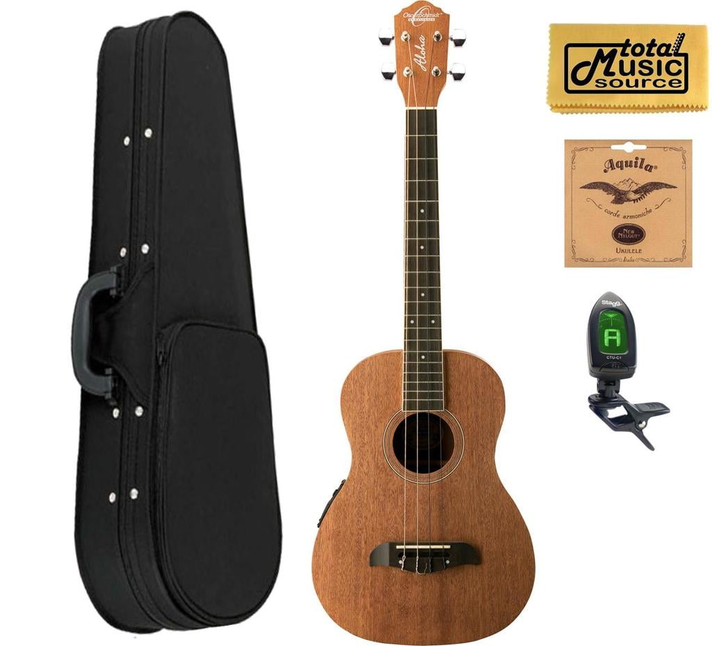 Oscar Schmidt OU52E Acoustic/Electric Baritone Ukulele w/ EQ, Soft Case,Tuner,Strings & PC