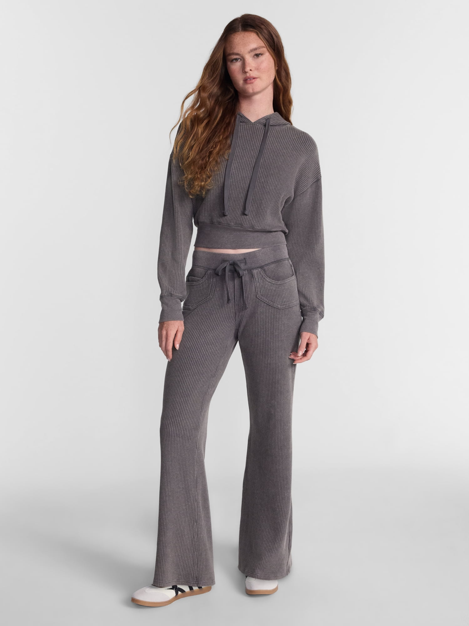 No Boundaries Waffle Knit Hoodie, Women's XXS-XXL