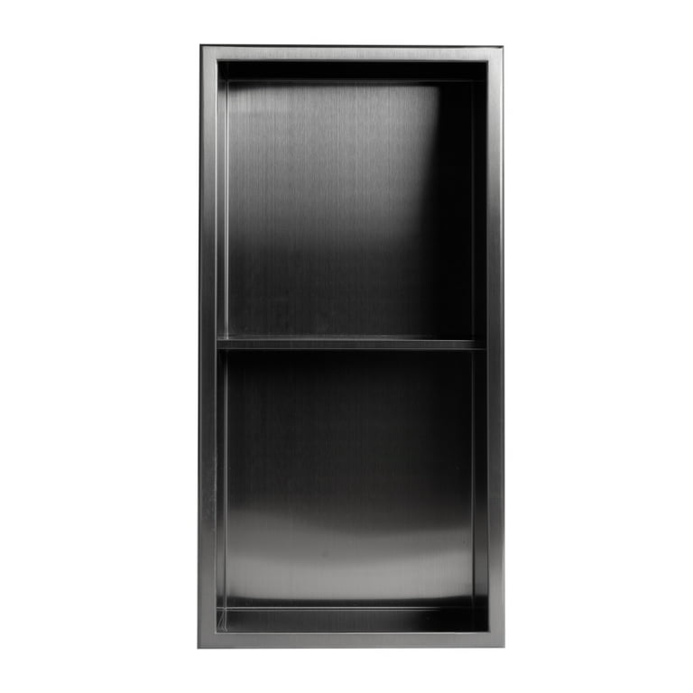 ALFI Black 2-Tier Stainless Steel Wall Mount Bathroom Shelf (12-in