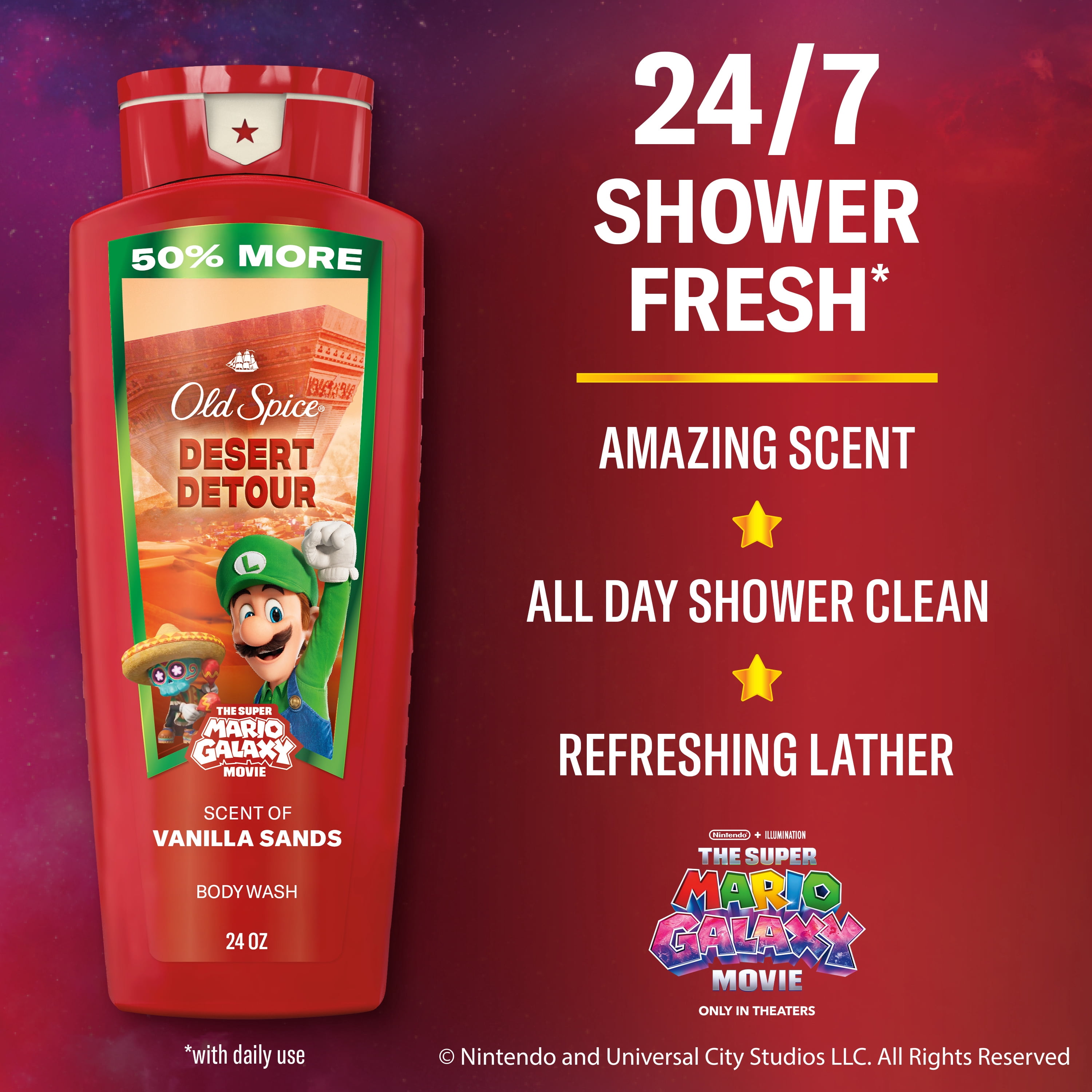 (2 pack) Old Spice Body Wash for Men, Desert Detour, Old Spice x The Super Mario Galaxy Movie, 24 fl oz