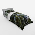 thumbnail image 2 of Ambesonne Nature Bedding Set 3 Pcs, Jungle Moss Forest Trees, Twin, Forest Green Sky Blue, 2 of 2