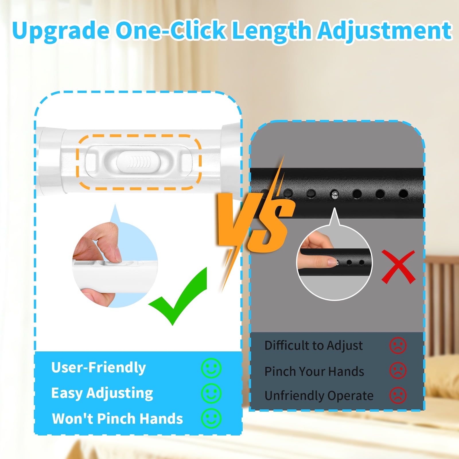 Ktinnead One-Push Tension Curtain Rod,94-122 in Extra Long Curtain Rods No Drill Adjustable Spring Shower Curtain Rod,Rustproof Steel for Window Patio Outdoor Bathroom,White