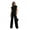 Black, variant on Women'S Round Neck Pleated Sleeveless Casual Suit,Sleeveless Crewneck Vest Wide Leg Pantsuit Business Sets with Pocket Khaki S