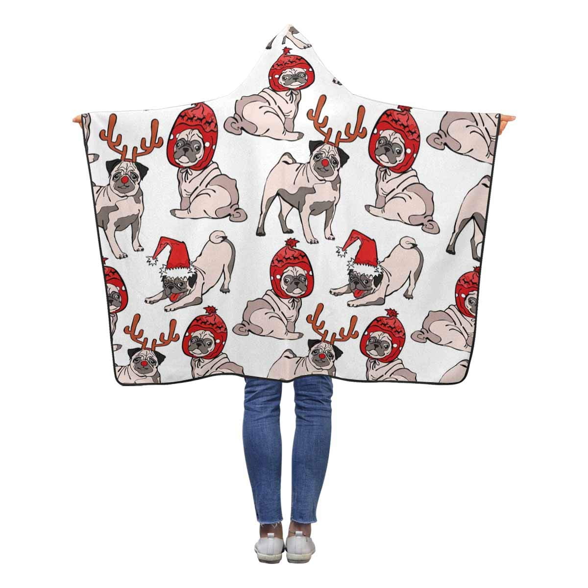 ASHLEIGH Pug Dog Hooded Blanket 40x50 inches Toddler Kid Baby Boys