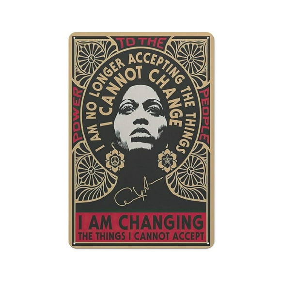 Jimerael Angela Davis Quote Hanging Picture Tin Hanging Picture Wall Poster Metal Painting Creativity Poster Home Decor Painting Anime Goods Gift 30x20cm