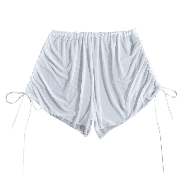 2025 Wrap Mesh Women Beach Swim Suit Cover Ups Pants Bikini Wraps Ruffle Shorts Sheer Swim Suit Cover Up Ups Pants Swim Bottom Shorts Cover Up Cover Drawstring Beach Side for Swimwear Bikinis