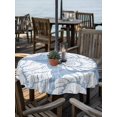 thumbnail image 2 of Outdoor Tablecloth with Umbrella Hole for Patio/Picnic/Party/Camping, Navy Blue Conch Waterproof Table Cloth Round Cover Washable, Coastal Summer Ocean Nautical (Dia 54"), 2 of 9