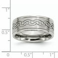 thumbnail image 6 of Stainless Steel Brushed Scroll Design 9mm Ridged Edge Wedding Ring Band Size 11.00 Man Fancy Fashion Jewelry For Dad Mens Gifts For Him, 6 of 9