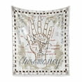 thumbnail image 1 of Occult Soft Flannel Fleece Blanket, Vintage Chiromancy Chart with an Human Hand Palm Mystic Science of Universe Image Print, Cozy Plush for Indoor and Outdoor Use, 50" x 60", Beige, by Ambesonne, 1 of 6