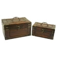 thumbnail image 1 of 2 Piece Solid Wood Embossed Decorative Trunk Set - Brown, 1 of 1
