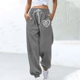 thumbnail image 3 of Joggers for Women UK Solid Colour Workout Sweatpants with Pockets Wide Leg Cargo Trousers Baggy Jogging Joggers High Waisted Tracksuit Bottoms Casual Lounge Active Pants, 3 of 4
