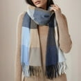 thumbnail image 2 of BUWTTED Women's Scarves Long Plaid Blanket Chunky Knit Shawl Wrap Fall Warm Cozy Soft Elegant Lightweight Tassels Winter Scarves Size:One Size, 2 of 6