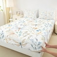 thumbnail image 3 of Manfei Kawaii Dragonfly Queen Sheet Sets,Colorful Country Floral Flat Sheet,White Beige Blue Queen Fitted Sheet For Girl Teens,Luxury Bedroom Decor,4 Pieces, 3 of 7