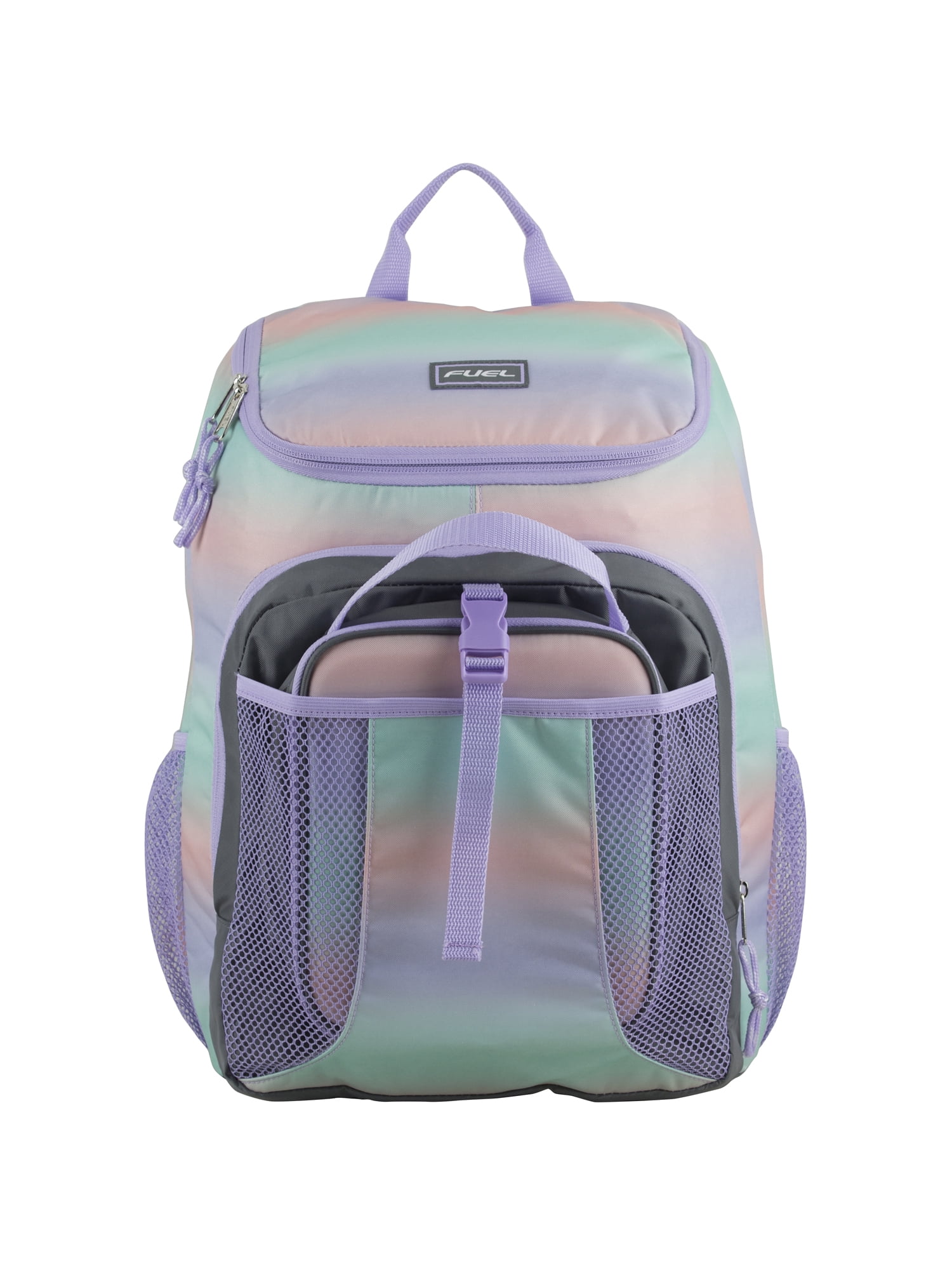 Fuel Unisex Top Loading Backpack and Lunch Bag Set, 2-Piece, Pink Blue Gradient