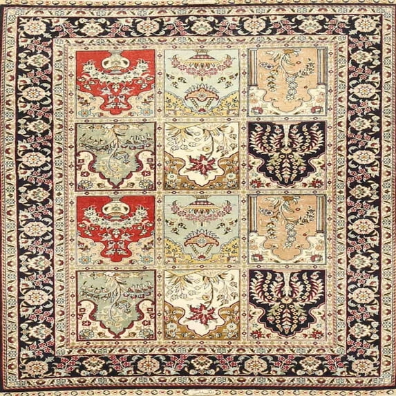Ahgly Company Indoor Square Traditional Sienna Brown Persian Area Rugs, 4' Square