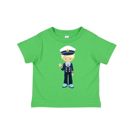 

Inktastic Cute Boy Boat Captain Skipper Blond Hair Gift Toddler Boy Girl T-Shirt